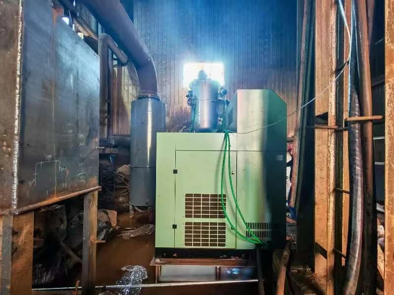 TF273L dry screw vacuum pump installed at an ore-company customer site in Tangshan, Hebei, China for dewatering duty