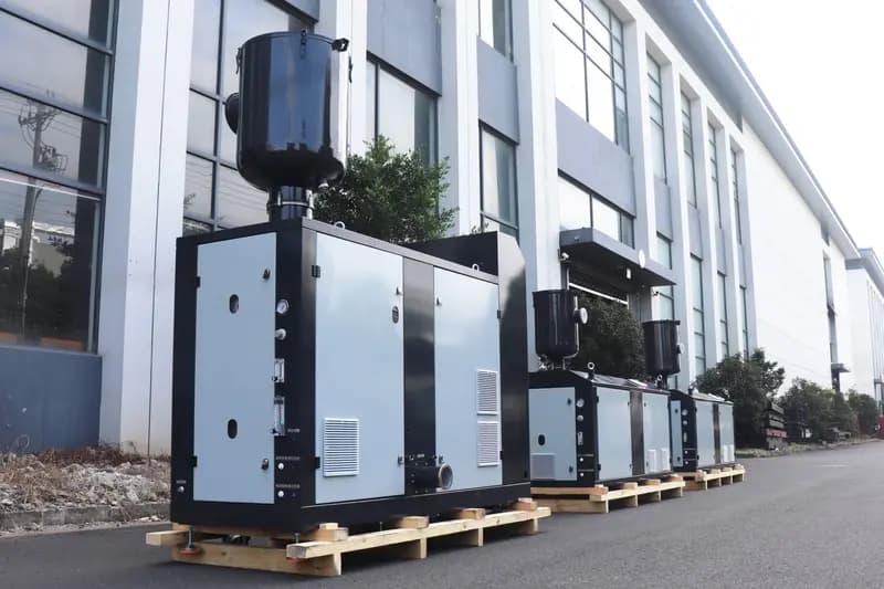 Dry screw vacuum pump systems prepared for shipment to a bellows manufacturer in Dalian