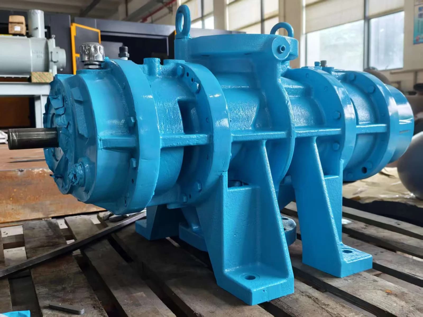 TF105 dry screw vacuum pump head prepared for shipment