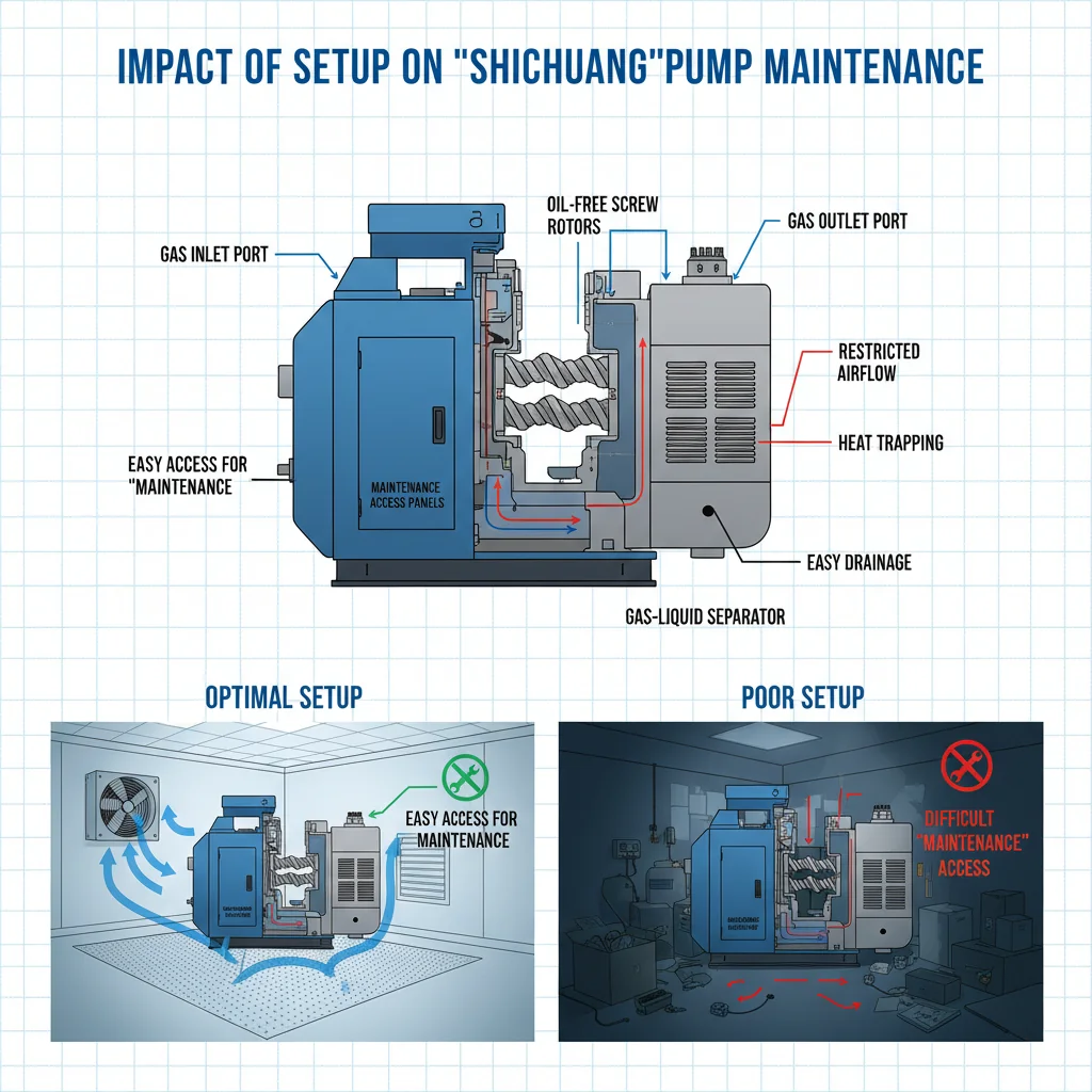 How Do Setup Choices Affect Pump Maintenance? – Oil-Free Screw Vacuum Pump Diagram How Do Setup Choices Affect Pump Maintenance?