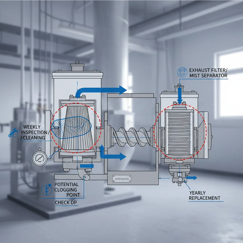 How Should Filtration Be Maintained on Oil-Free Screw? – Oil-Free Screw Vacuum Pump Diagram How Should Filtration Be Maintained on Oil-Free Screw?